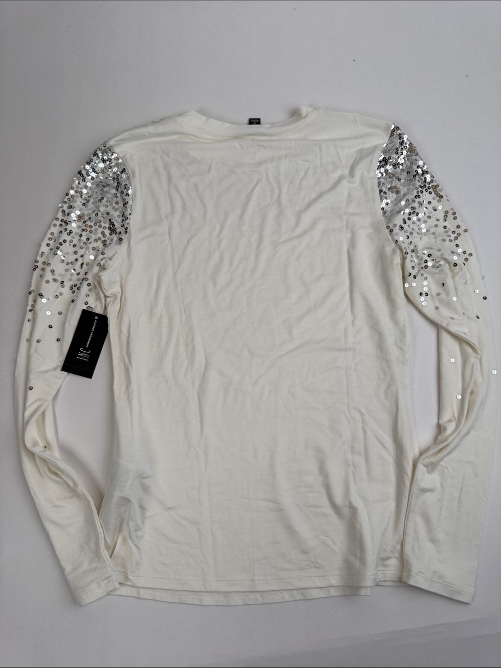 INC Long Sleeve Top with Silver Sequin Accents - Picture 5 of 5